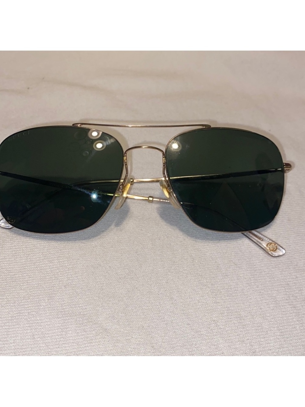 Gucci Gold Frame Sunglasses with Dark Green Lenses